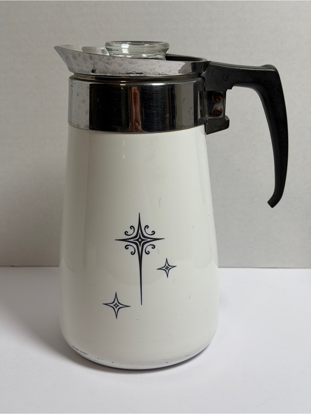 VTG MCM Corning Ware Percolator 9 Cup Atomic Starburst Stovetop Coffee Maker